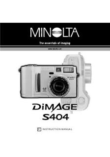 Minolta Dimage S 404 manual. Camera Instructions.